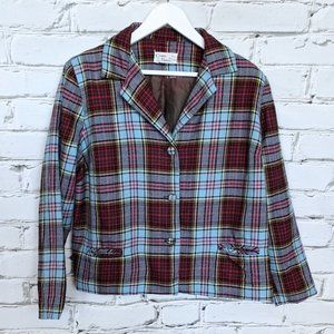 Creative Pantino Vintage Light Blue & Red Plaid Blazer
